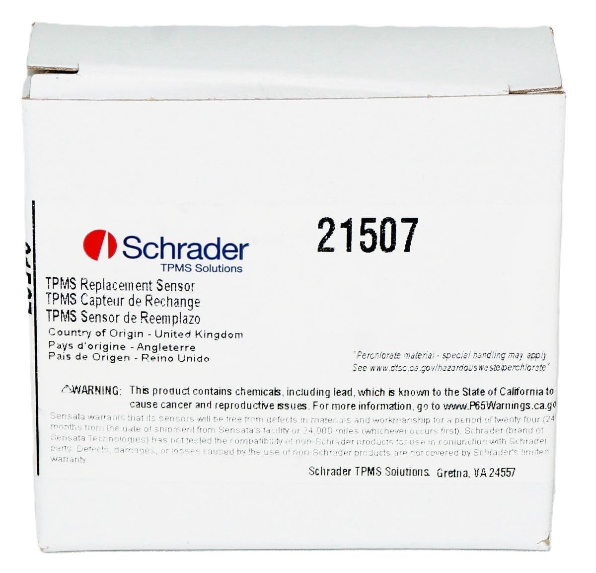 SCHRADER 21507 Sensor de sistema de monitoreo de presión de neumáticos (TPMS) de repuesto OE, GMC, Chevrolet, Buick, 13586335, 15254101, 15922396, 20923680 (sustituye a 20153) (paquete de 1)