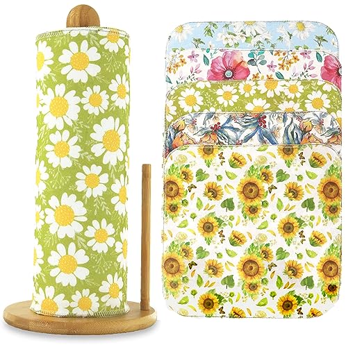 ROGITU Paquete de 25 toallas de papel reutilizables, rollo de toallas sin papel, tela de algodón lavable para toallas de cocina, productos sin desperdicio, alternativa a toallas de papel alternativas