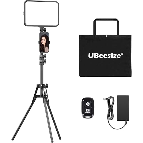 UBeesize LED Video Light Kit, Photography Lighting, 13" Studio Lights with 65" Tripod Stand and Phone Holders, Podcast Lighting for Video Recording, Make up, Live Streaming, Tiktok, YouTube