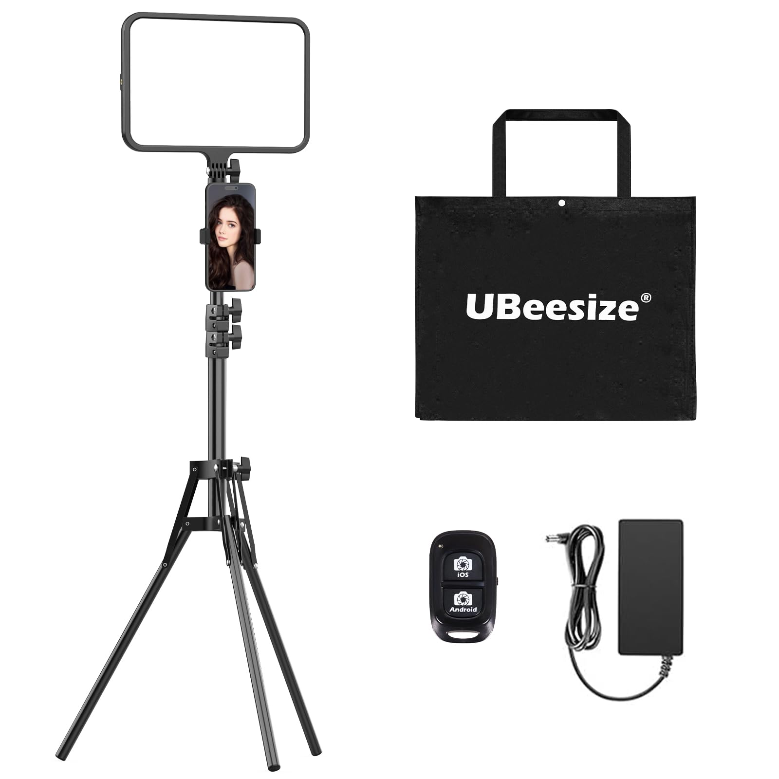 UBeesize LED Video Light Kit, Photography Lighting, 13" Studio Lights with 65" Tripod Stand and Phone Holders, Podcast Lighting for Video Recording,