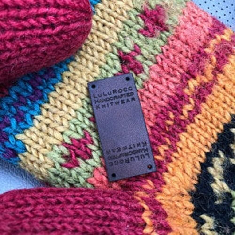 Personalized Knitting Labels,Leather Labels for Knitted and Crocheted Items, Labels for Handmade Products,Knitting Labels - (Color: Custom Color 23)