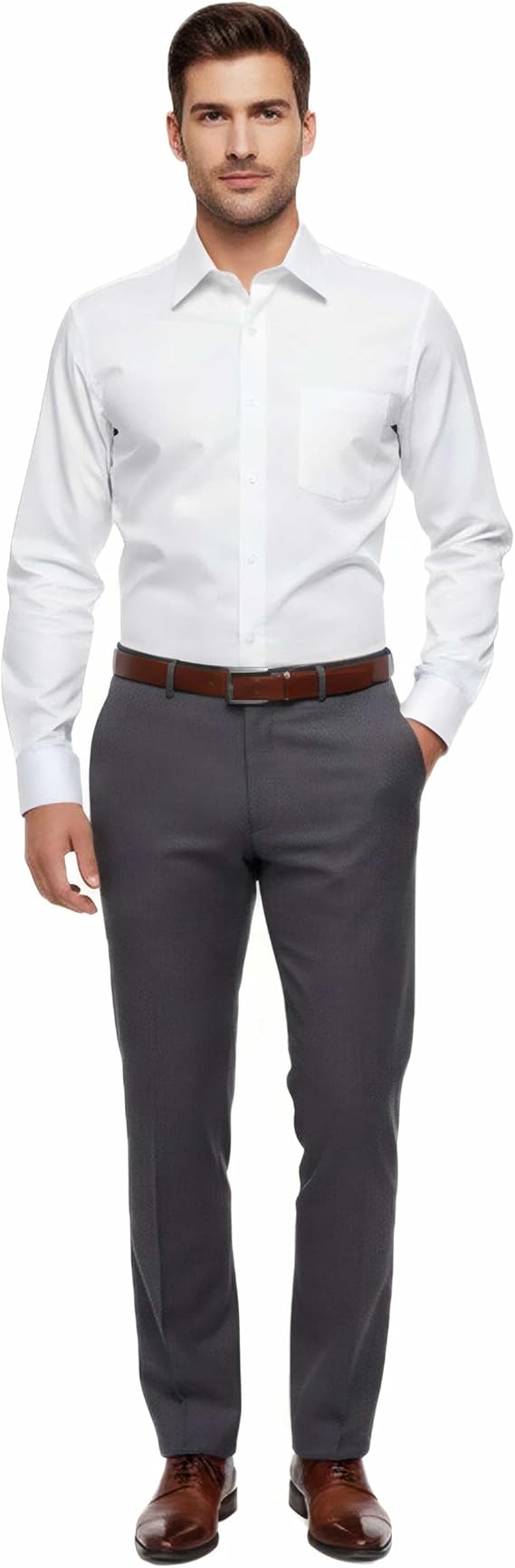 Allsense Men's Regular-Fit Long-Sleeve Dress Shirt, Wrinkle-Resistant Button Down