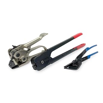 IDL Packaging Round Packages Strapping Tool Set for 5/8" Steel Strapping, 1400 lbs Break Strength Tensioner, Sealer, Cutter for Metal Banding Packaging Strapping Tool Kit to Secure Heavy Packages