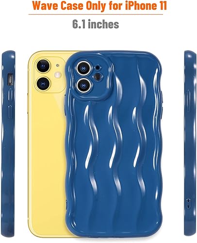 Miniatura 2 de Funda para iPhone 11, funda de silicona suave y delgada con patrón de ondas de agua para iPhone 11, azul