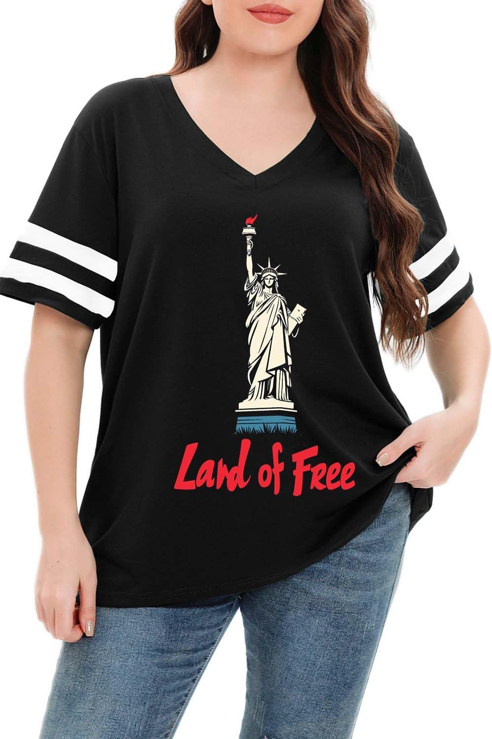 Womens Plus Size Tops Summer Short Sleeve Casual Loose Tunic V Neck Tee T Shirts 1X-5X