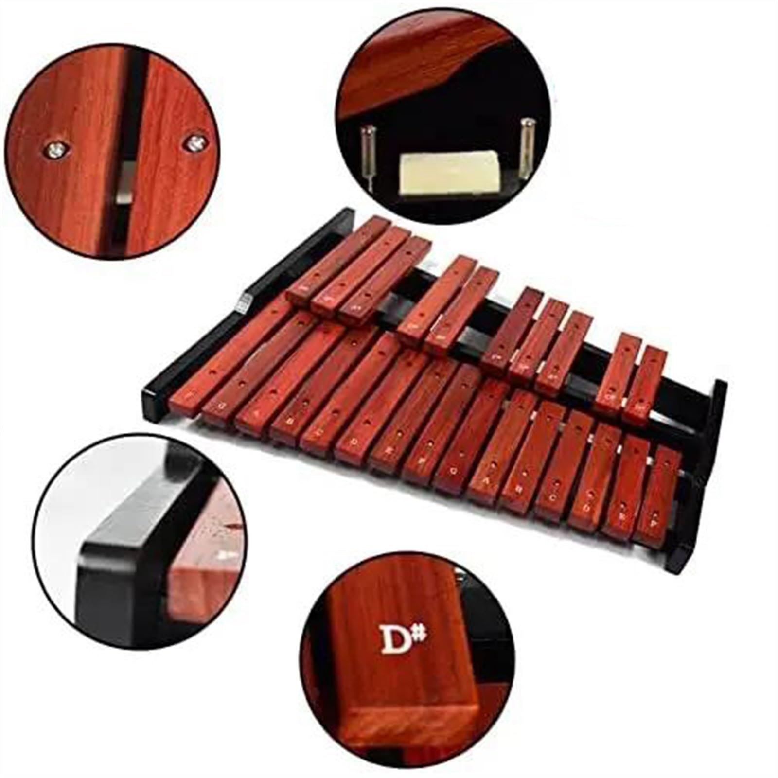 Juego de instrumentos profesionales de percusión Glockenspiel de madera de caoba de 25 tonos