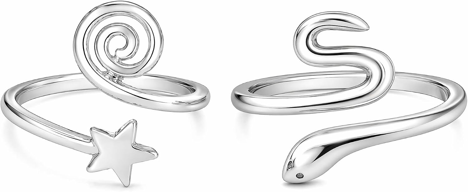 2PCS Toe Rings For Women, Adjustable Open Band, Comfort Fit Foot Jewelry, Stainless Steel Big Finger Ring, Summer Beach Pool Party Accessories, Daily Wear
