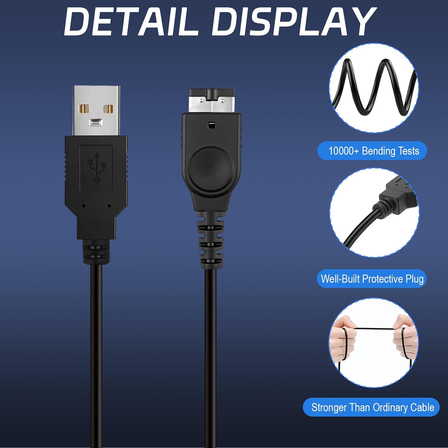 GBA SP Charger Cable for Nintendo DS/NDS & Gameboy Advance SP, 3.9FT Fast Charging Cord with Safety Protection - Durable Power Cable (2 Pack Black) 7 61uAwkqcdLL. SL1500