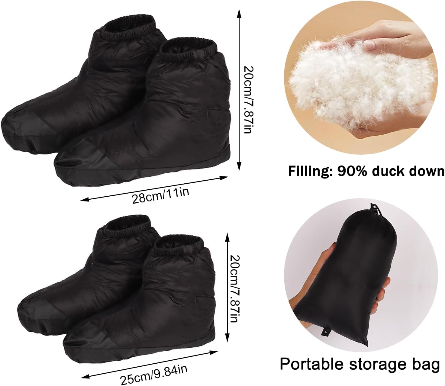 Foot Warmer Cozy for Camp Sleeping Bag,Winter Camping Down Booties Warm Socks,Men & Women Water-Resistant Sleeping Warm Sock