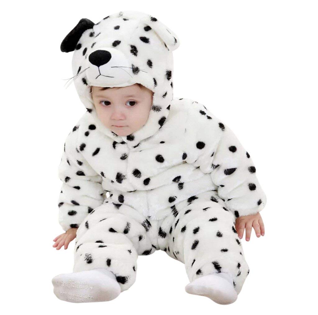 LoveLegis Disfraz de felpa suave - forro polar - mono - traje de perro dálmata - disfraz de carnaval - halloween - niña - niño pequeño - unisex - cosplay