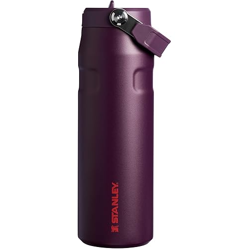 Stanley IceFlow Flip Straw 2.0 Water Bottle 24 OZ | Built-In Straw with Larger Opening | Lightweight & Leak-Resistant | Insulated Stainless Steel | BPA-Free | Plum