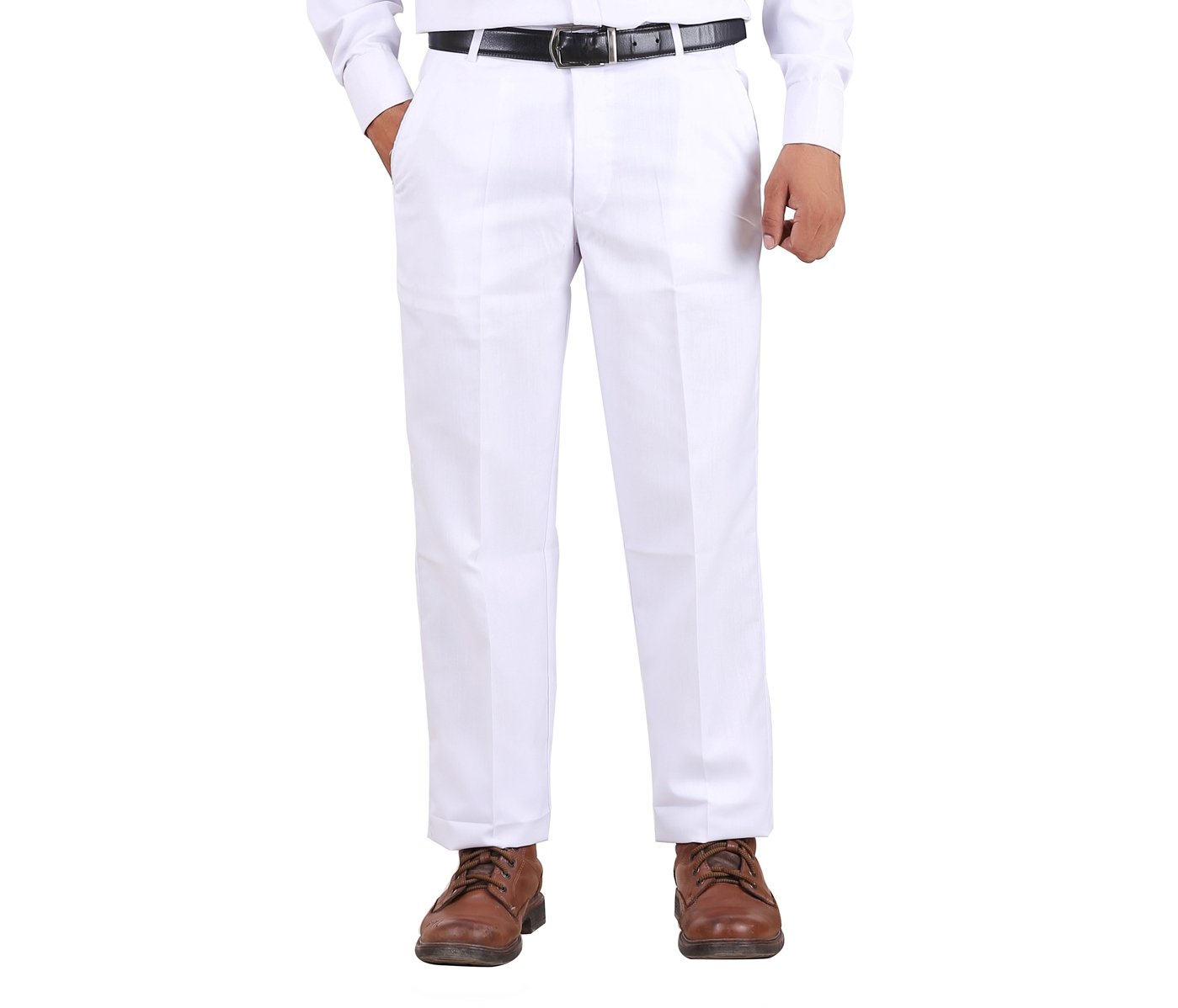 fabuniforms Men Regular Fit Professional Taxi, Chauffeur, Car Driver Trouser, Pant, Uniform, White-picture-27