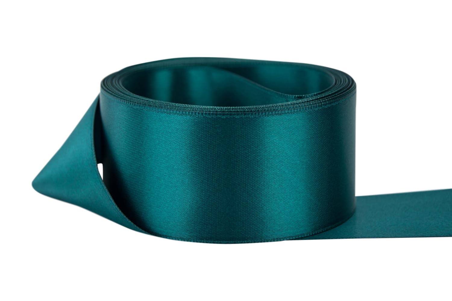 Ribbon Bazaar Double Faced Satin - Premium Gloss Finish - 100% Polyester Ribbon for Gift Wrapping, Crafts, Scrapbooking, Hair Bow, Decorating &amp; More - 5/8" Teal 50yd Spool