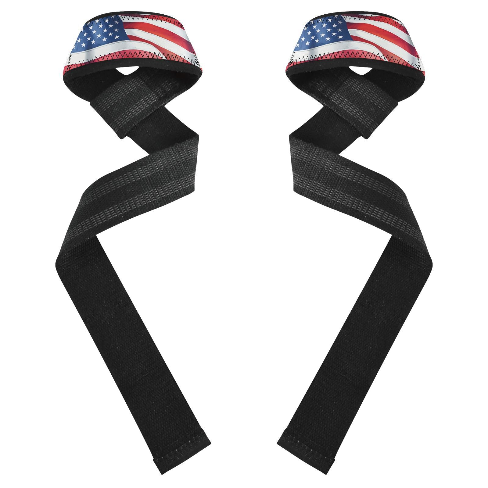 STAYTOP American Flag Wrist Straps for Weightlifting,Lifting Straps with Neoprene Cushioned Wrist Padded and Anti-Skid Silicone for Strength Training,Bodybuilding,Deadlifting