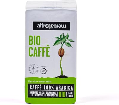 ALTROMERCATO - Biocaffè 100% arabica biologico macinato per moka - caffè bio da Etiopia e America Latina - tostatura media con fine acidità - 250 g