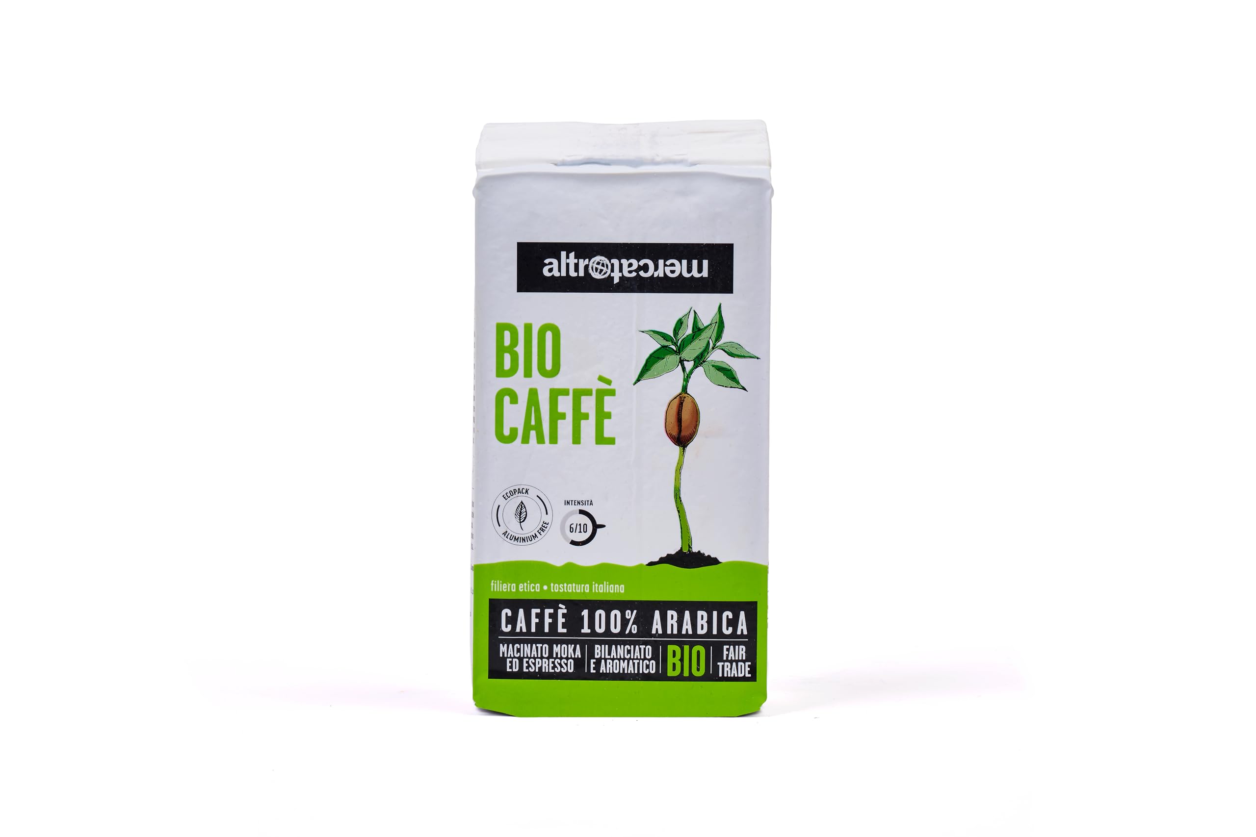 ALTROMERCATO - Biocaffè 100% arabica biologico macinato per moka - caffè bio da Etiopia e America Latina - tostatura media con fine acidità - 250 g