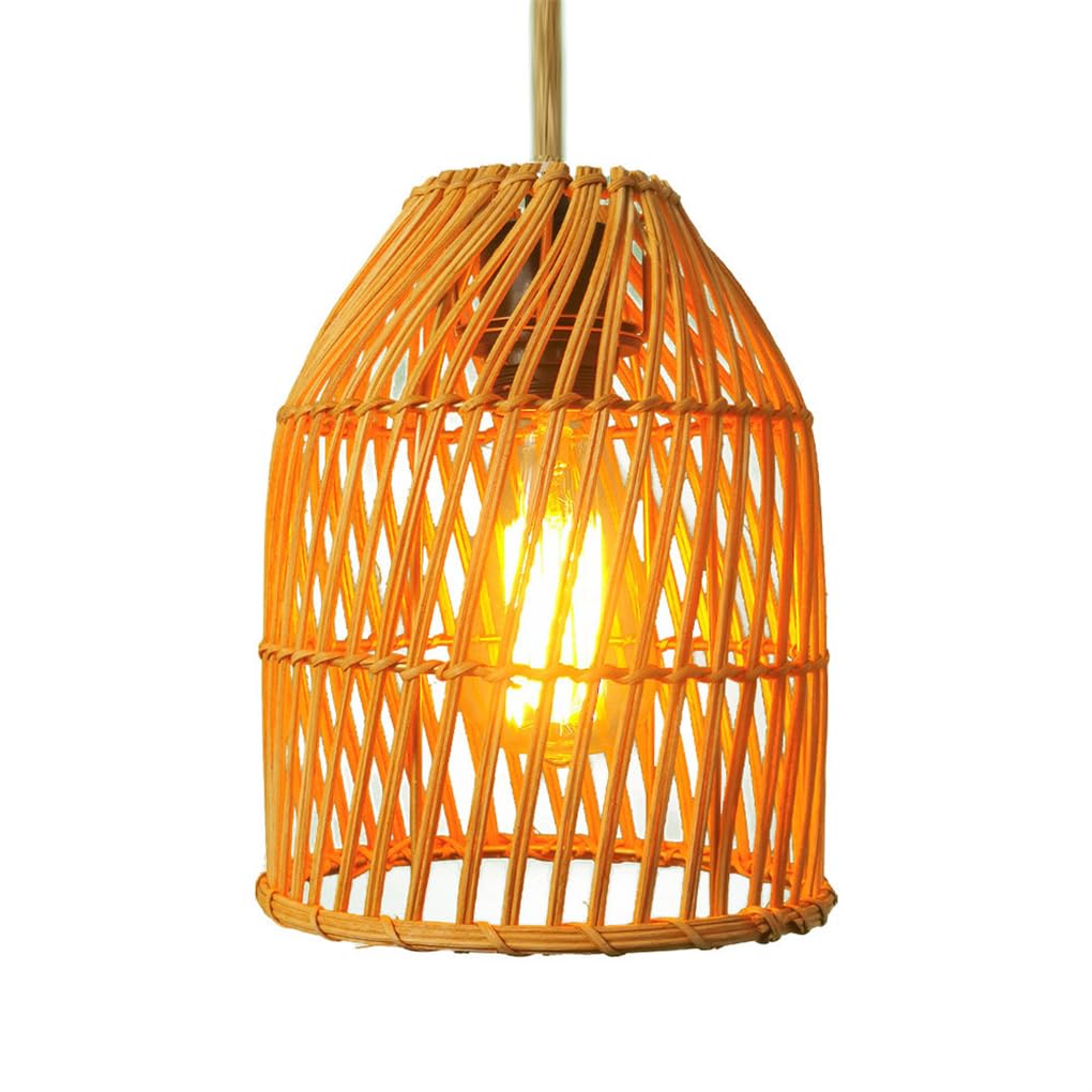 Lampy wiszące do sypialni E27 1 lekka lampa wisząca z ciepłym żółtym światłem. Klosz lampy rattanowej wykwintna lampa wisząca wiklinowa do jadalni