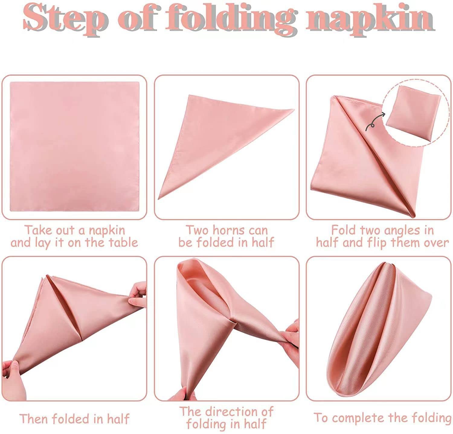 Servilletas de Tela de satén, Servilletas De Mesa Raso Verde(Dark Pink,24PC-43 * 43cm)