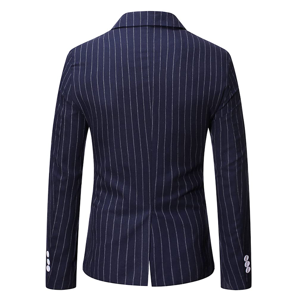 Blazer da Uomo Elegante Slim Fit Giacca a Righe Verticali Giacca da Smoking con Due Bottoni Blazer da Abito Formale Giacca da Lavoro con Revers Moda Casual Affari Cappotto Doppio Petto
