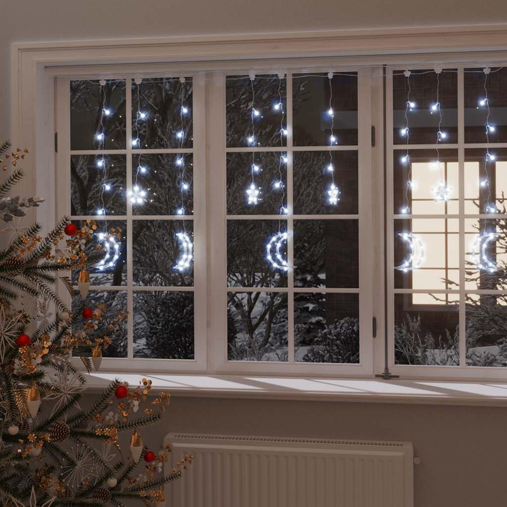 Catena luminosa stelle e lune con 345 LED, bianco freddo, 5.3 x 0.9 m