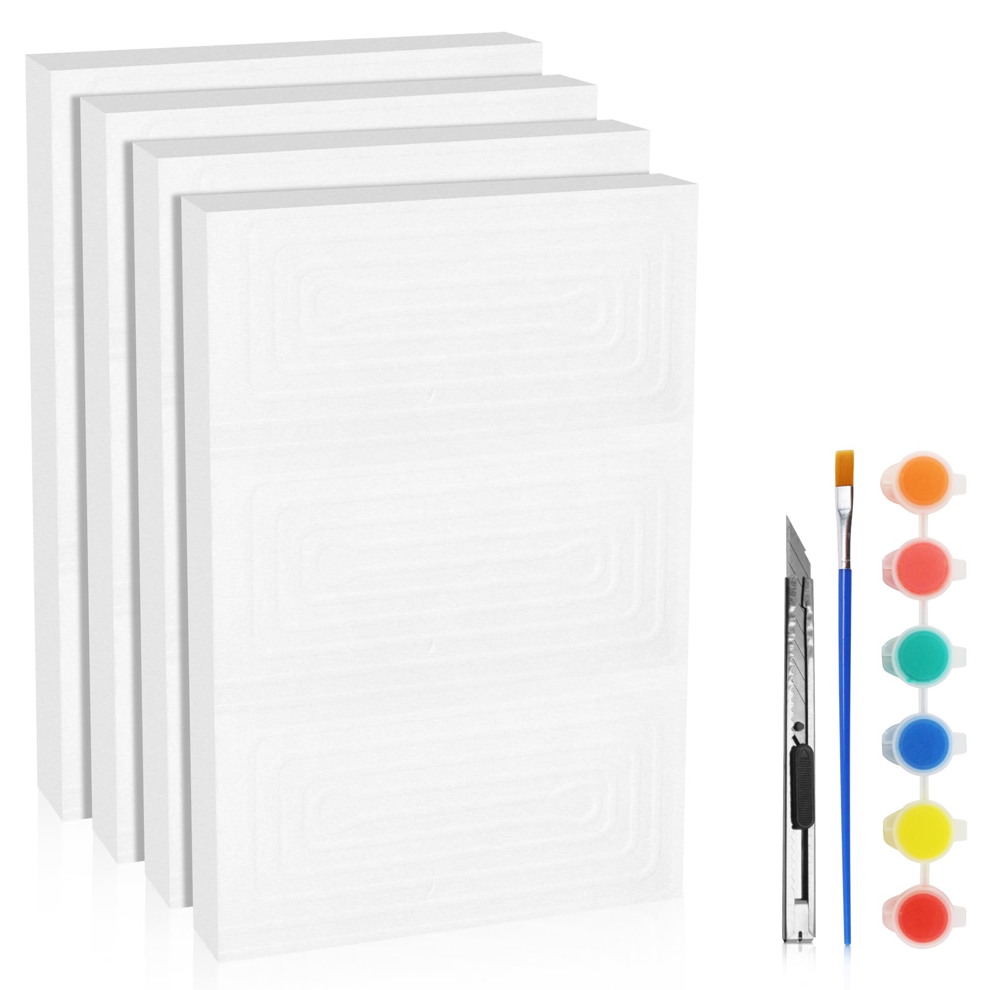 LuckyFoam White 4 Pack 12x7.5x1 inch FR Foam Sheets 1 Inch Thick Polystyrene Rectangles XPS Foam Board Craft for Insulating DIY Modeling Art Supplies