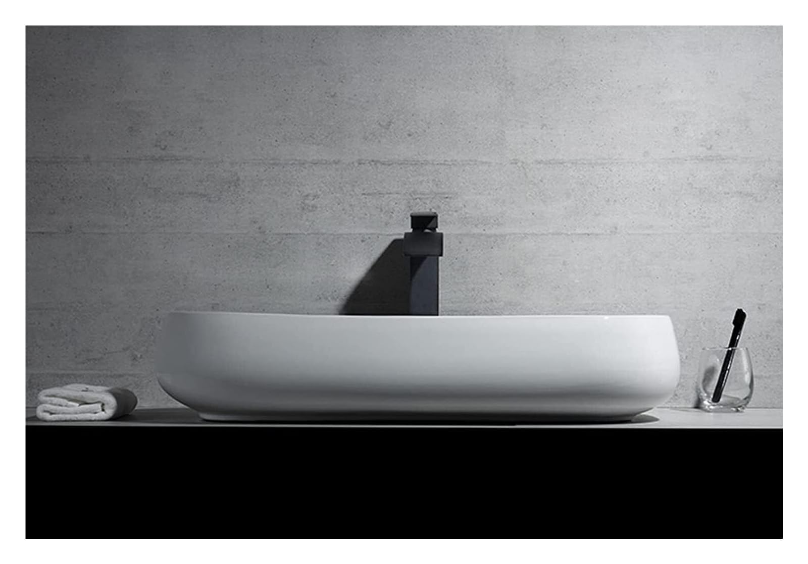 Ceramiczna Umywalka Łazienkowa, Umywalka Nablatowa I Odpływ Pop-Up, Porcelanowa Ceramiczna Umywalka Łazienkowa Nablatowa, Umywalka Artystyczna,One Color 720X410X150mm