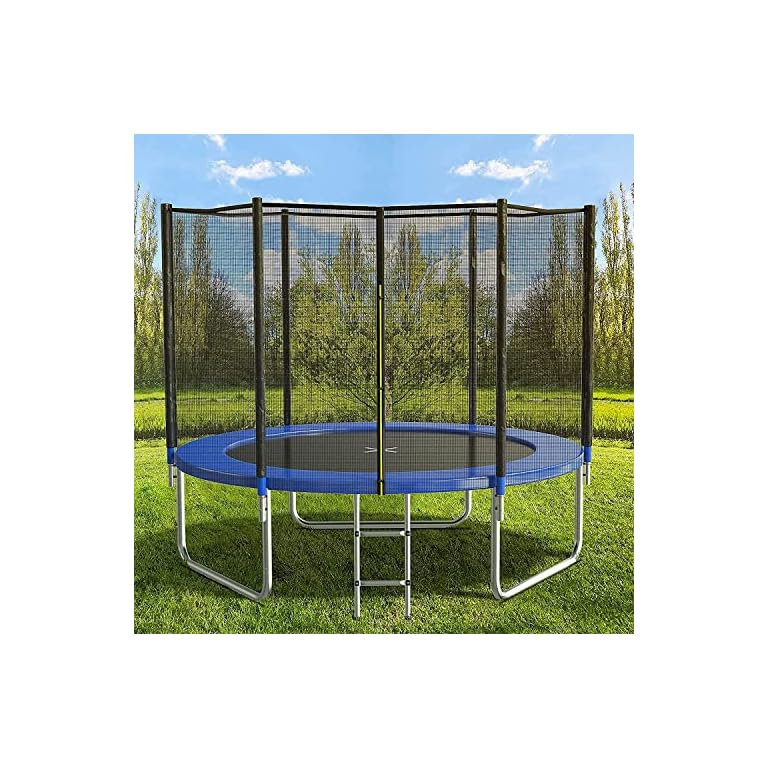 AOTOB 8FT 10FT 12FT 14 FT 15FT Trampoline with Safety Enclosure Net，Outdoor Trampoline with Basketball Hoop, Heavy Duty Jumping Mat and Spring Cover Padding for Kids and Adults, Storage Bag and Ladder