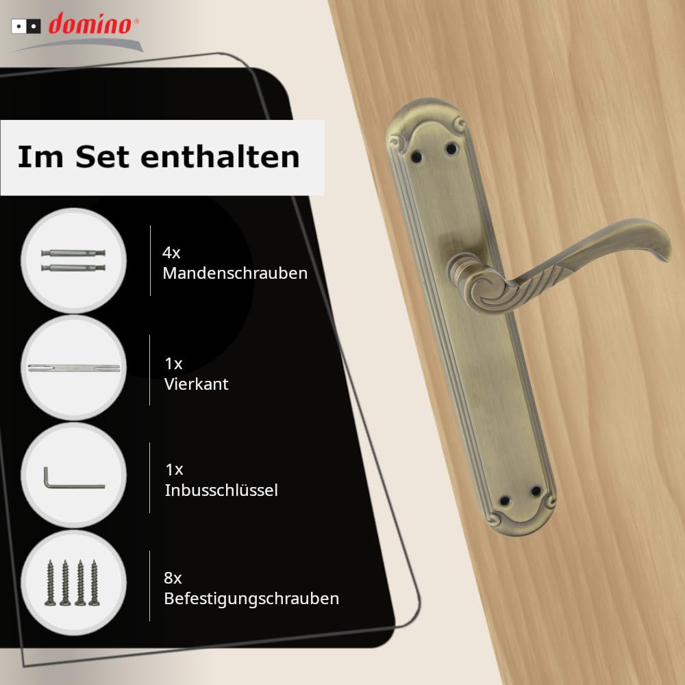 Maniglia Per Porta Domino Serie Casablanka - Per Bagno/WC - In Alluminio Colore Bronzo - Completo Con Rosette E Accessori - Foto 3