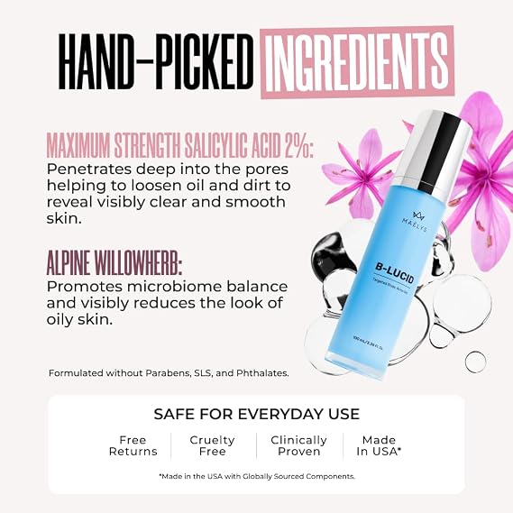 MAELYS B-LUCID Targeted Body Acne Gel - Acne Spot Treatment with Maximum Strength Salicylic Acid 2%