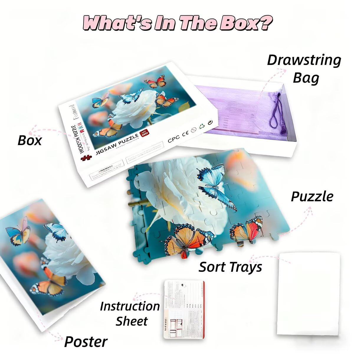 Puzzle 4000 Sztuk Motyl Puzzle Różowe Wymiary 141x87cm Puzzle Dla Dorosłych Kreatywna Rozrywka, Śmieszne Klasyczne Puzzle Zabawki Edukacyjne Oryginalne Prezenty Dla Kobiet L-76