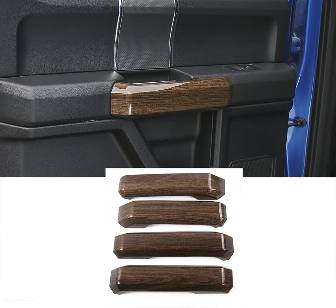 JeCar Car Inner Door Grab Handle Decoration Trim Cover for 2015 2016 2017 2018 2019 2020 Ford F150 (Wood Grain)