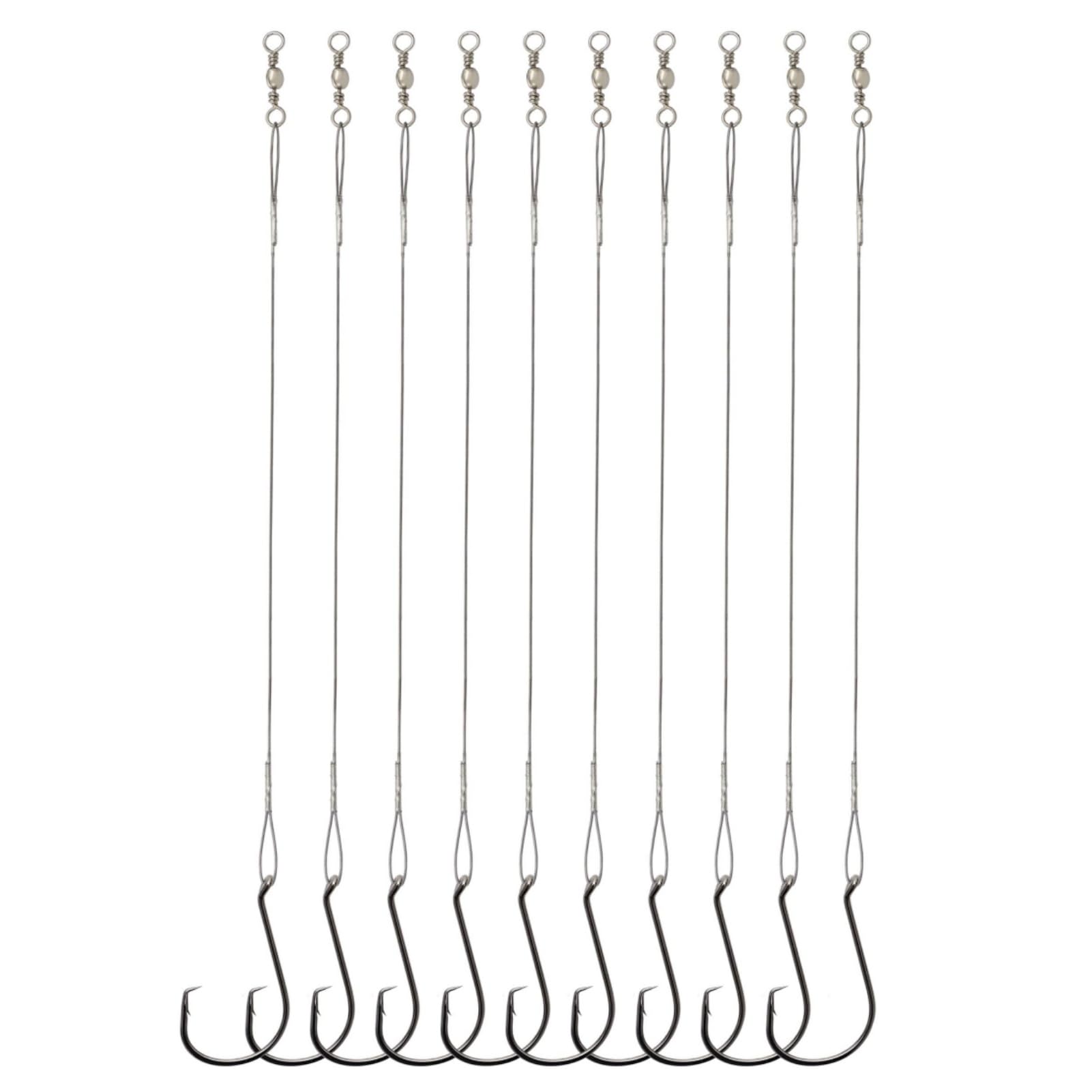 Circle Hooks Rigs Saltwater Steel Leader Wire, 25pcs 1/0 Heavy Duty Circle Hook with Leader Wire Bass Catfish Fishing Lure Rig-image-13