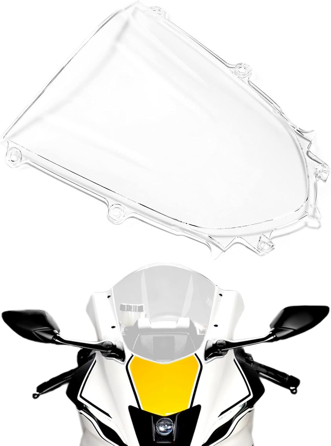 Windshield Fit for Yamaha YZF R6 2017 2018 2019 R7 2021 2022 Motorcycle Windscreen Wind Deflector - Clear