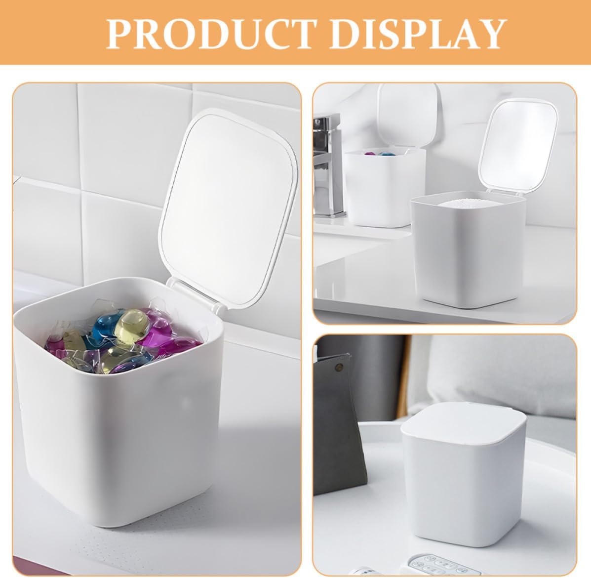 BESTYASH Large Capacity Laundry Powder Storage Container with Flip Lid White Pp Material Detergent Powder Bucket for Household Use User-friendly Design image 3