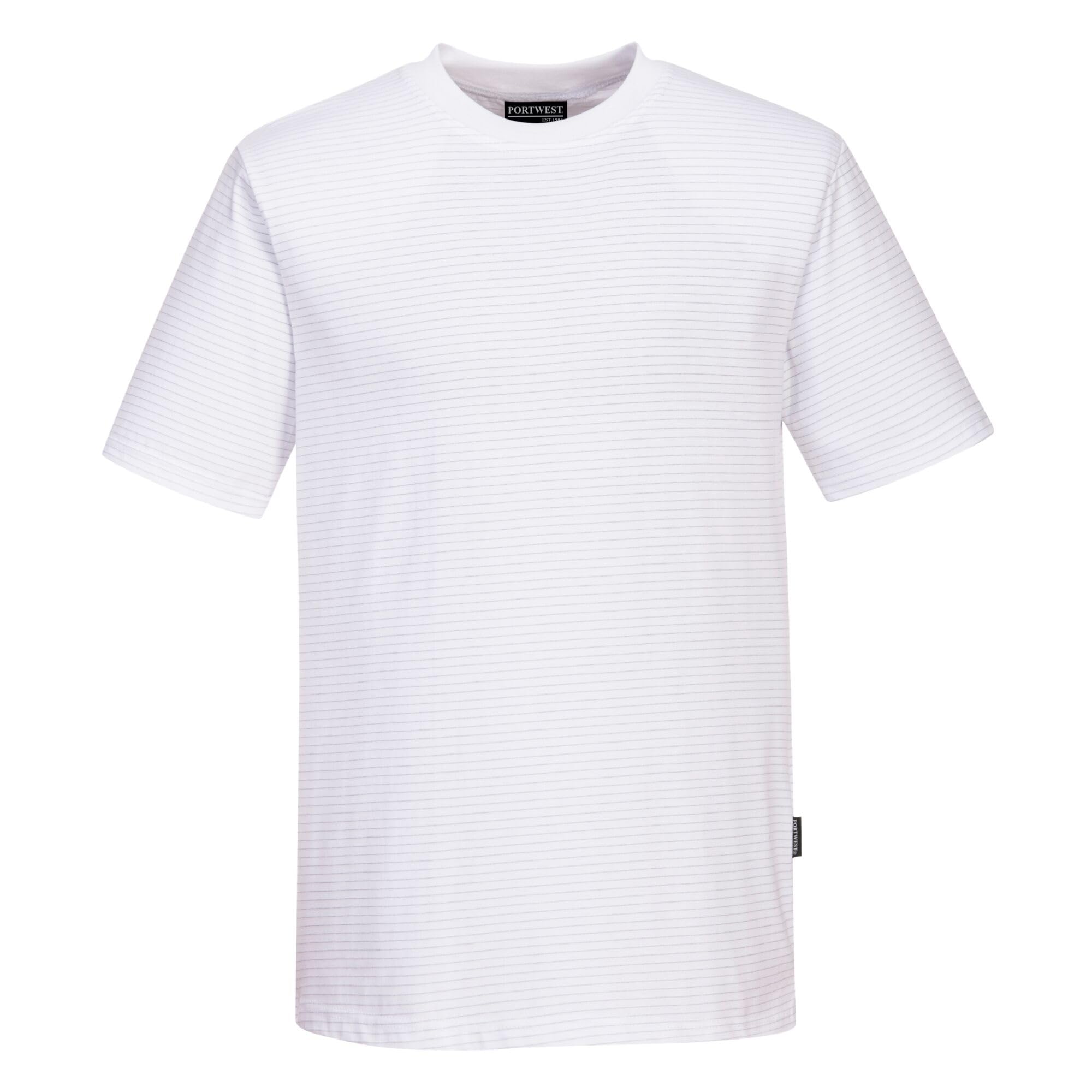 Portwest AS20 Anti-Static ESD Short Sleeve T-Shirt Cotton Carbon Fiber Lightweight Safety Workwear Comfortable Fit, White, 4XL — image 1