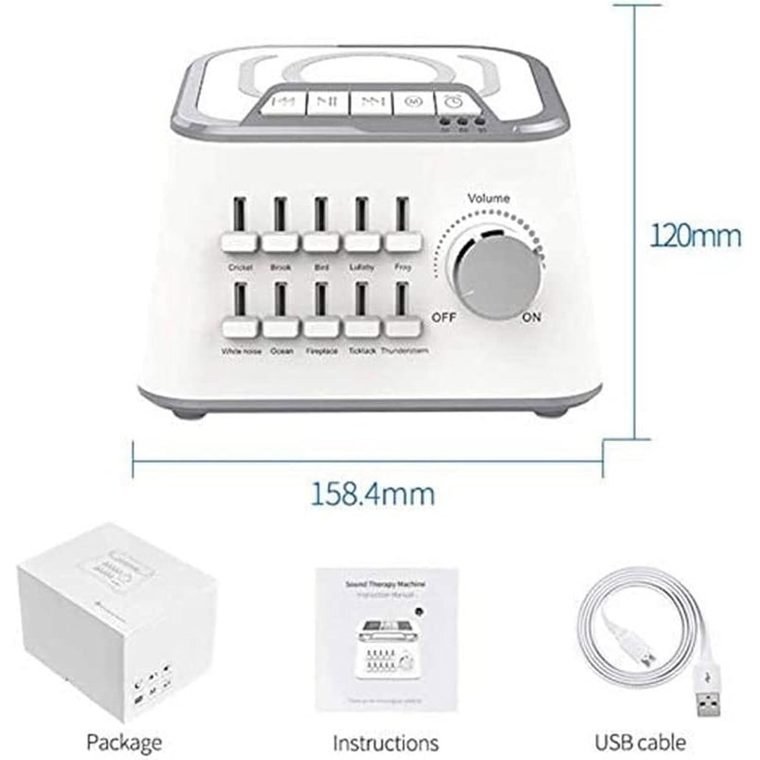Máquina De Ruido Blanco Inalámbrica, Ayuda Portátil para Dormir con 10 Fuentes De Sonido con Función De Carga Inalámbrica, Máquina De Sonido Bluetooth De Tono Ajustable De 3 W, para Niños