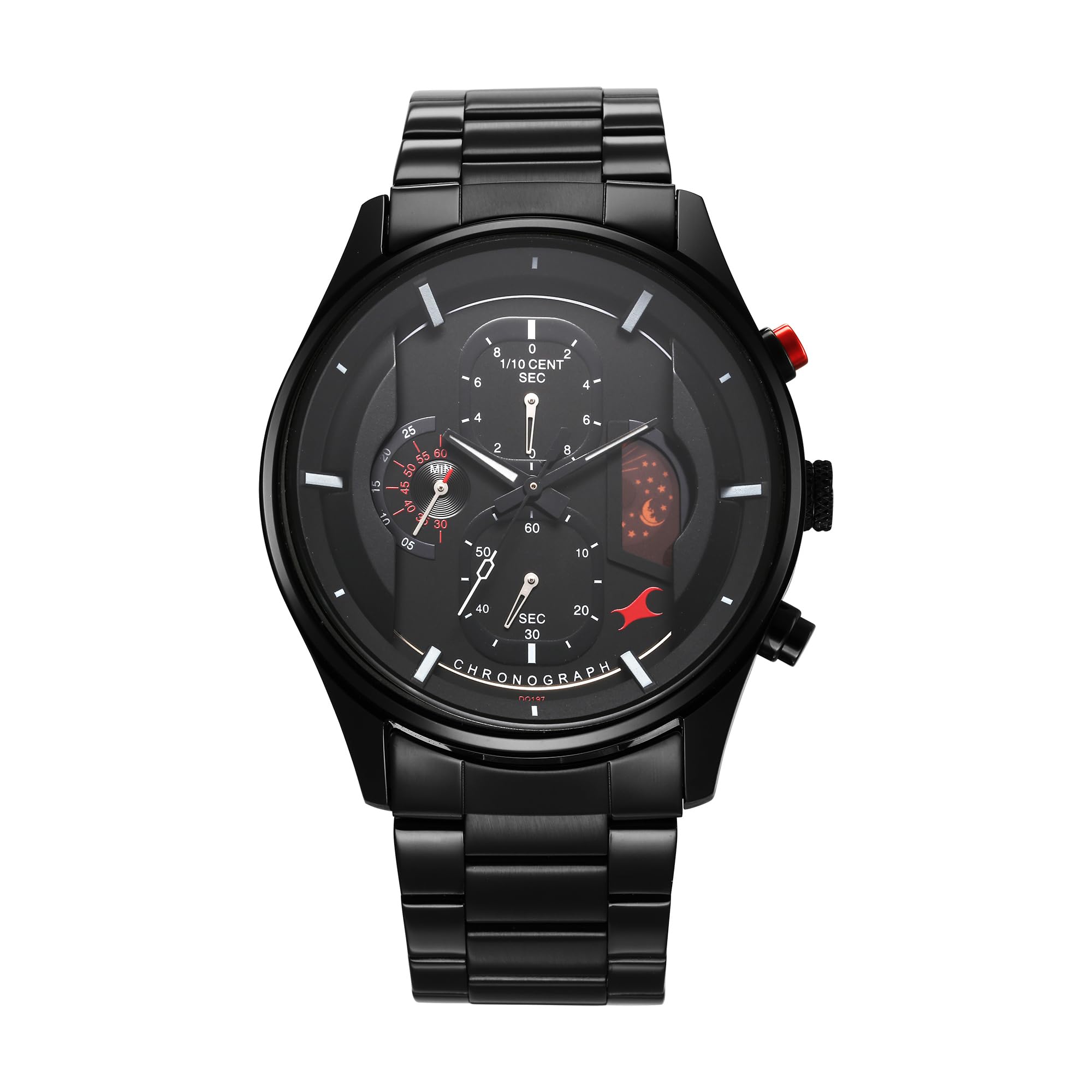 Fastrack Opulence Sun Moon Chronograph Black Dial Black Metal Strap Analog Quartz Watch for Guys (B0DGL4JVWC) Amazon Price History, Amazon Price Tracker
