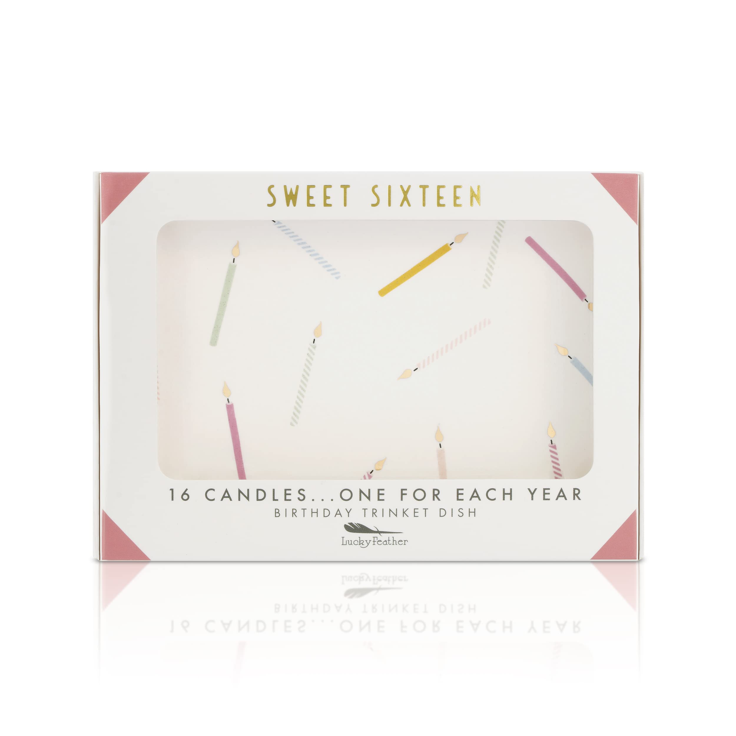 Lucky FeatherSweet 16 Gifts for Girls - 16th Birthday Ceramic Jewelry Dish with 16 Candles, One for Each Year - A Treasured Gifts for 16 Year Old Girl - Sweet Sixteen Gifts for Daughter Niece Sister Best Friend
