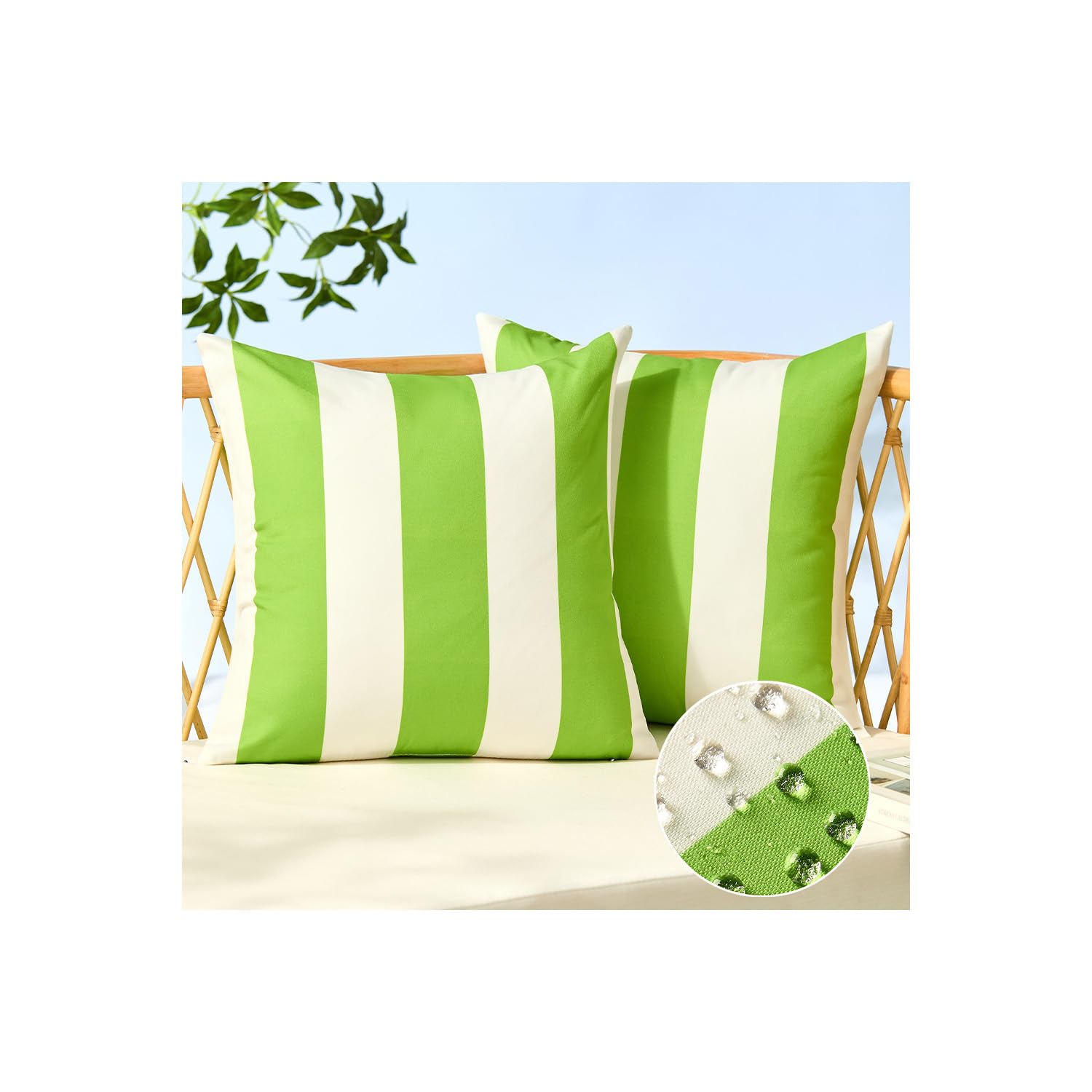Allorry Outdoor Pillow Covers 20x20 Sage Green Striped Outdoor Decor 007E20
