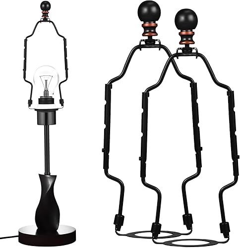 Didiseaon Juego de 2 soportes de arpa de pantalla de lámpara de 8, 9, 10 pulgadas, kit de arpa de lámpara ajustable, marco de cuerno negro, soporte