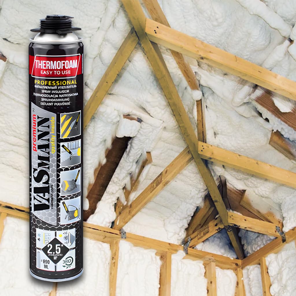 Mousse Polyuréthane Projetée Lot 12 x 890ml (30m2) + Pistolet en Téflon