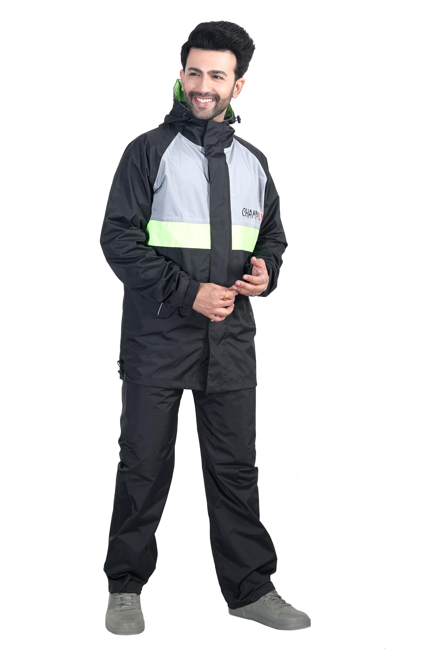 super Evershine Men's Reversible Rainsuit Long Jacket With Hood Waterproof Pant And Carrying Pouch (AT 615-P)-picture-1