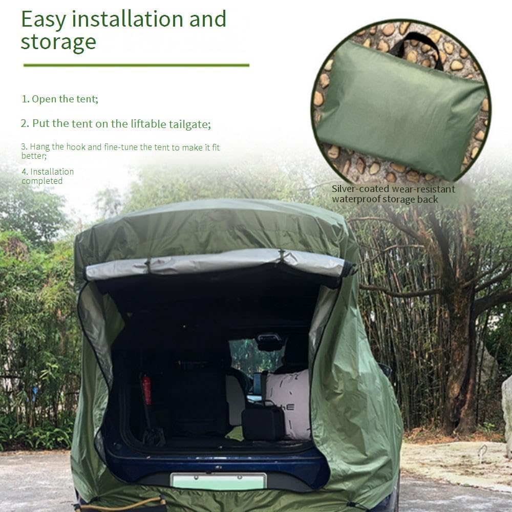 Tienda de CampañA para PortóN Trasero de SUV con Postes, Impermeable Y Resistente Al Viento, Accesorios para Acampar En Coche, Toldos Y Refugios, para SUV Y Mpv de TamañO Mediano A Grande