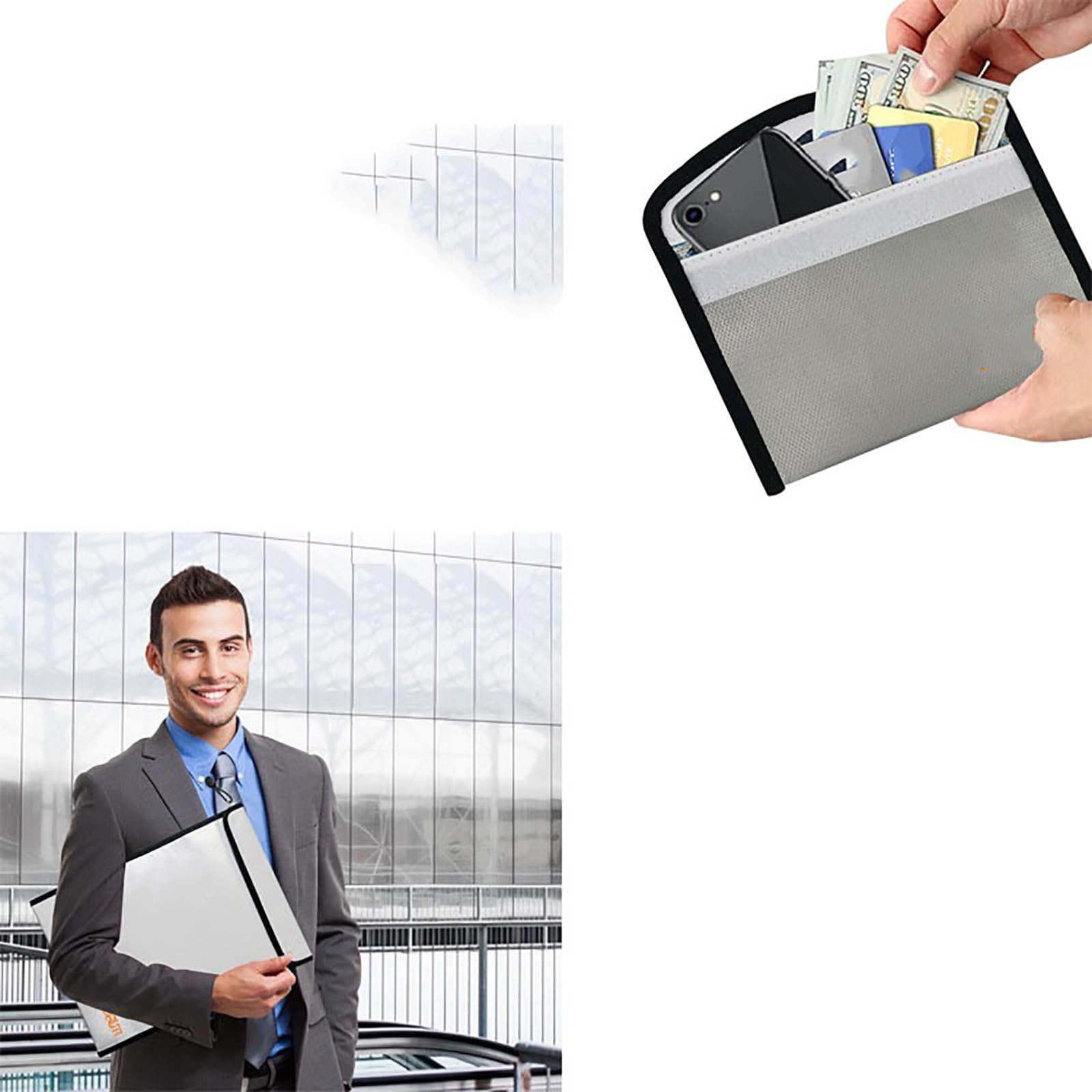 Porta Documenti Impermeabile e Ignifuga Borsa Porta Documenti Moto Borsa di Sicurezza per Barca Impermeabile Viaggio Passaporto Oggetti di Valore(B,38 * 28cm)