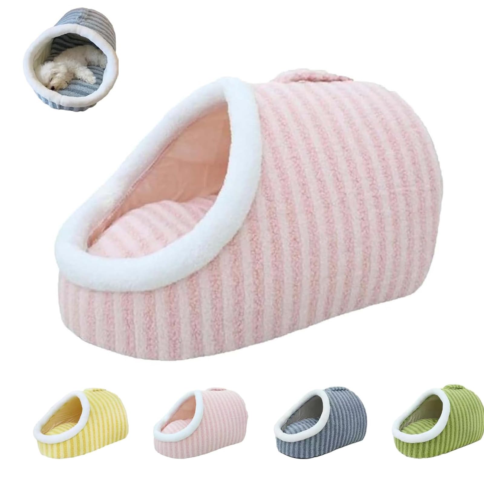 Cozy Dog Bed, Cozy Hideaway Pet Bed, Soft Warm Pet Slipper Cave Bed with Handles, Removable Cozy cave Dog Bed for Small Medium Large Dogs and Cats (Pink,L)