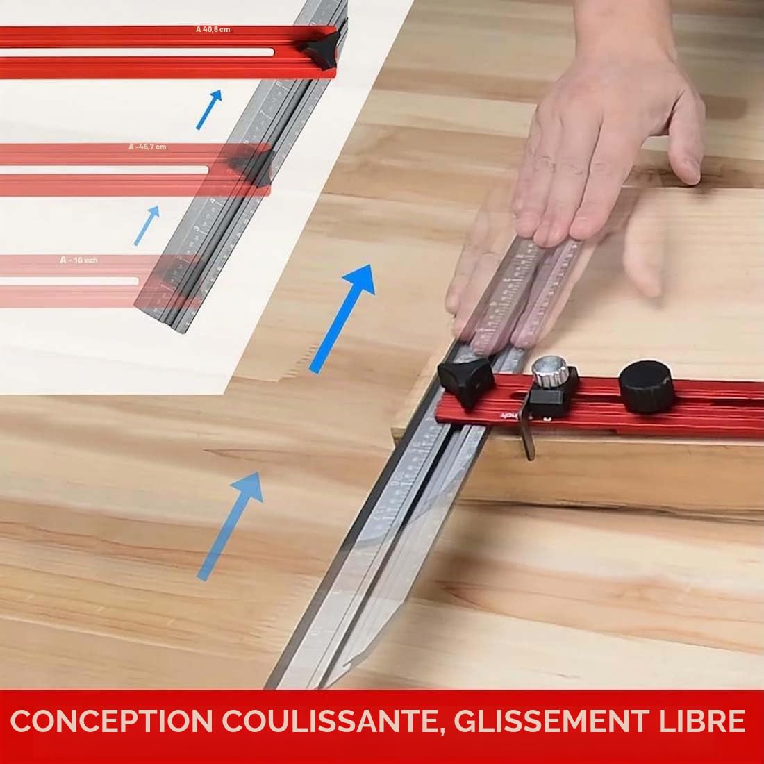 Outil de Gabarit de Marche D'escalier, Réglable Longueur Angle Alliage D'aluminium Outil Mesure D'escalier, Jauge D'escalier pour Supports D'escalier, Cloisons Séparation, Marchepieds, étagères