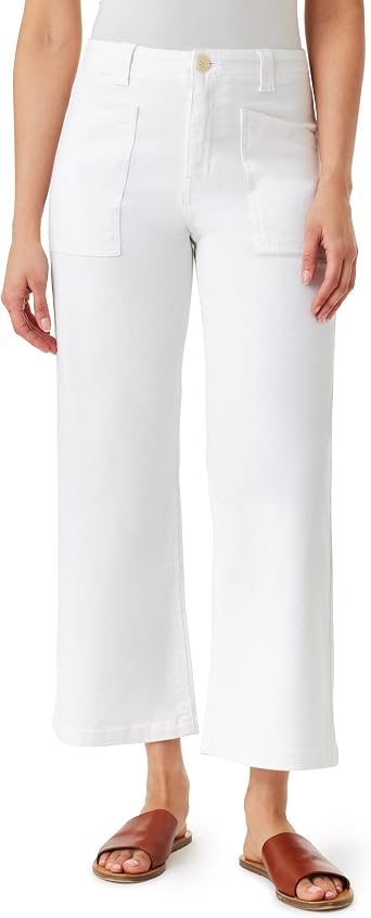 WallFlower Womens Fearless Curvy Wide Leg High-Rise Juniors 27" Ankle Denim and Twill Pants