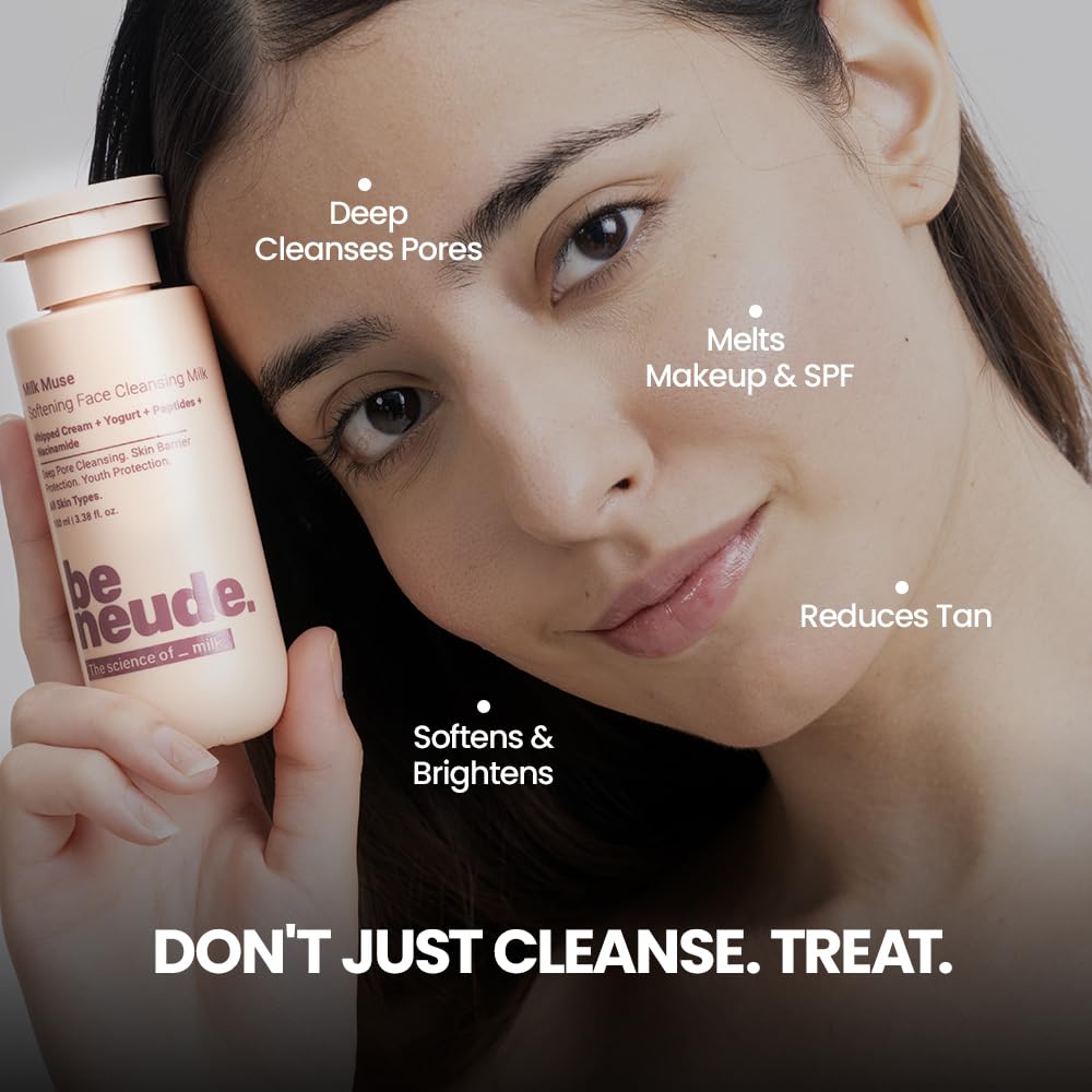 Be Neude Milk Muse Face Cleanser 100 ml with Peptides and Whipped Cream Deep Pore Non Drying Face Wash for Acne Prone and Sensitive Skin Hydrating Cleansing Milk 4