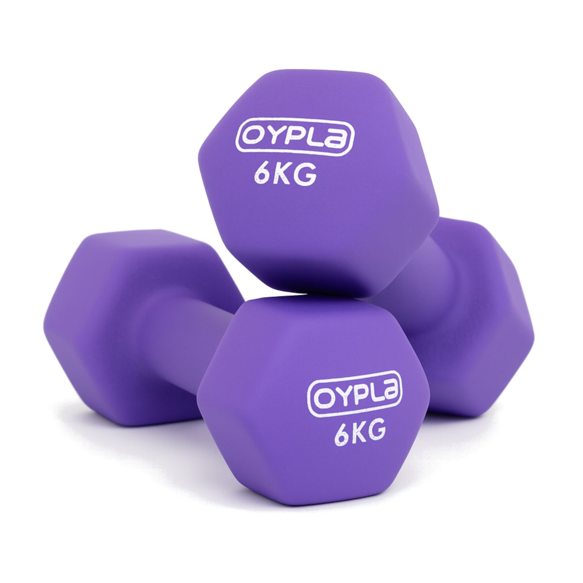 Oypla Pair of 6kg Hex Anti Roll Neoprene Non Slip Hand Dumbbells Workout Weights