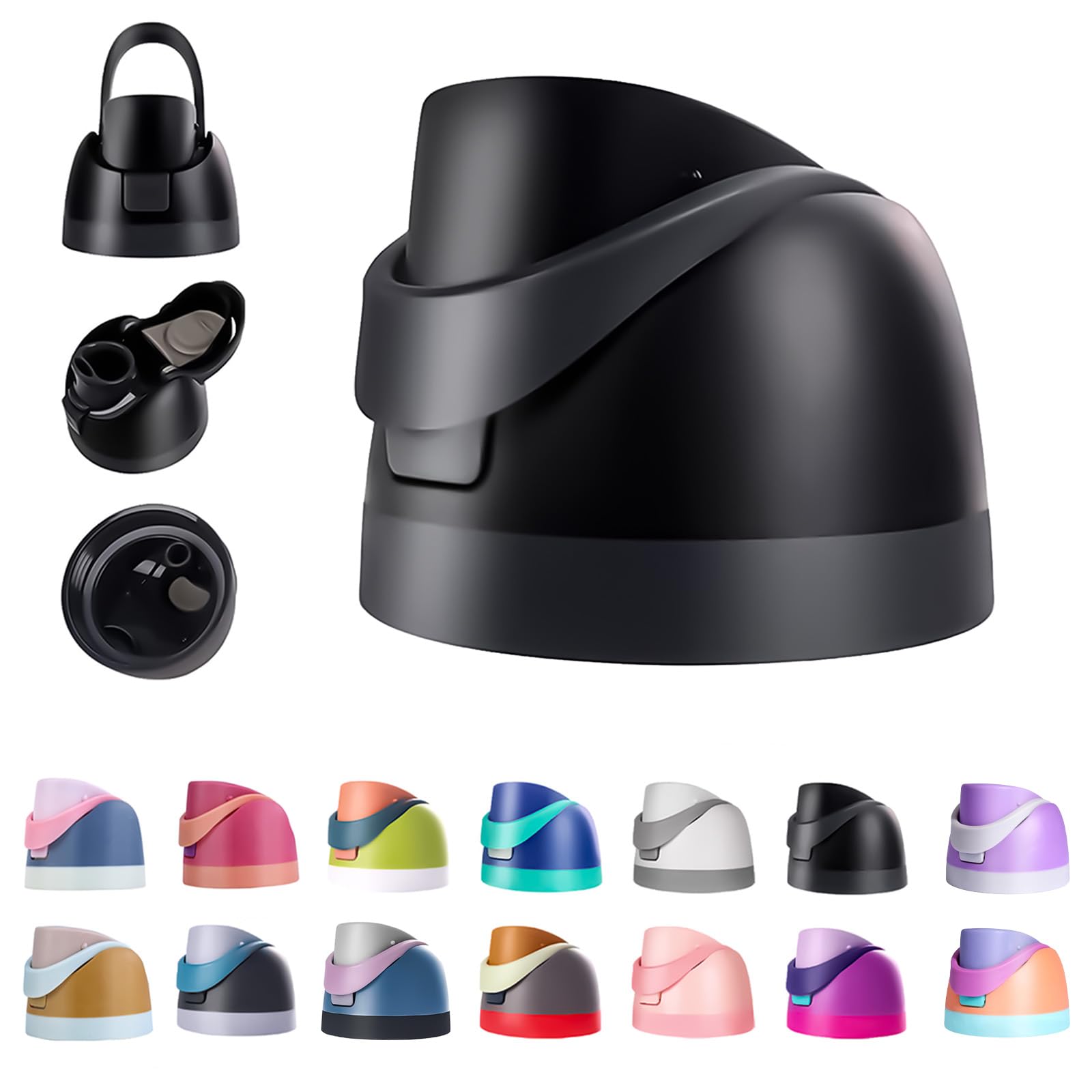 Premium Replacement Lid for Owala FreeSip 16-40oz Bottles - Exact-Fit, Leakproof, One-Touch Access, DualFlow Sipping, Dishwasher Safe (Fits 24/32/40oz Models) (black) (black)